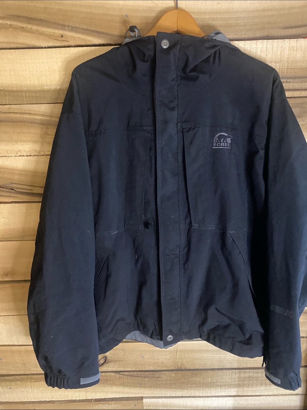 Sorel omni-Tech waterproof breathable Men's Black Hooded Raincoat large black